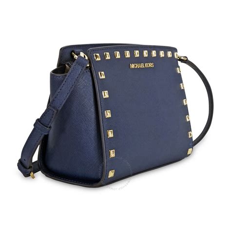 michael kors selma medium studded messenger bag|Selma Medium Saffiano Leather Crossbody Bag .